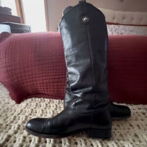 FRYE MELISSA BUTTON BLACK LUG LEATHER BOOTS 8
